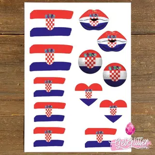 GetGlitterBaby® Plak Tattoos Voetbal / Tijdelijke Tattoo Sticker / Nep Tatoeage / Gezicht En Lichaam Schmink Versiering - Kroatië / Kroatische Vlag