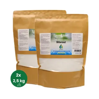 SoLMAG Epsom Zout 5 Kg (2x2, 5 Kg) - Bitterzout - Magnesium Sulfaat - Badzout - Magnesium Sulfate - Epsomzout - Epsom Salt - Sal De Epsom -