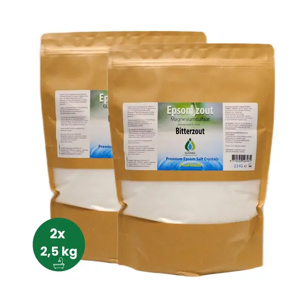 SoLMAG Epsom Zout 5 Kg (2x2, 5 Kg) - Bitterzout - Magnesium Sulfaat - Badzout - Magnesium Sulfate - Epsomzout - Epsom Salt - Sal De Epsom - thumbnail