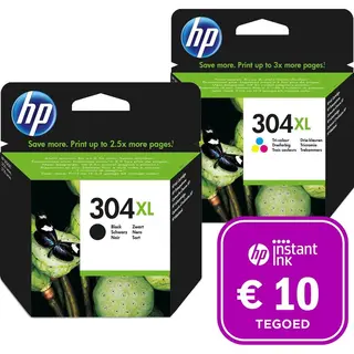 Hp, Inkt, 304 - Inktcartridge Kleur Xl & Zwart Xl + Instant Ink Tegoed