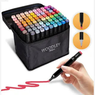 Woodley Dubbelzijdige Stiften - 80 Kleuren - Voor Volwassen En Kinderen - Markeerstiften - Dubbelzijdige Stiften - Twinmarkers Voor Happy Stones -