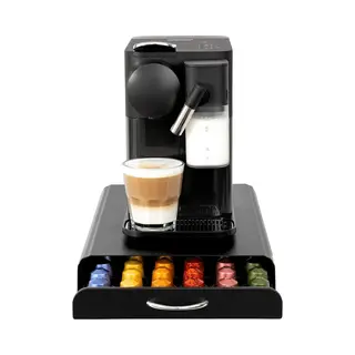 LuckySense Capsulehouder Met Lade – Koffiecups Houder – Geschikt Voor Nespresso – 60 Cups - Rvs - Zwart