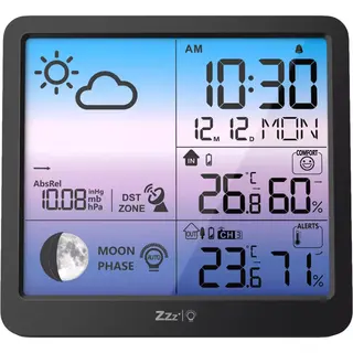 Yuconn Weerstation Binnen En Buiten - Draadloos Weerstation Met Buitensensor - 100 Meter Bereik - Waterdicht - Thermometer Hygrometer - Barometer -