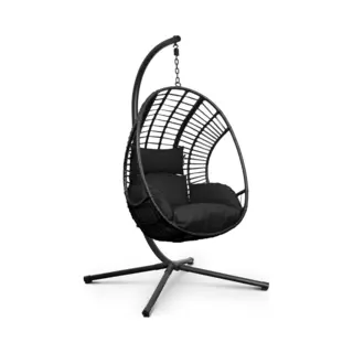 Swoods Xxl Egg Hangstoel – Hangstoel Met Standaard – Egg Chair – Tot 150kg - Zwart