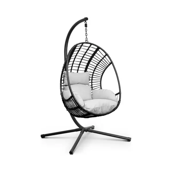Swoods Xxl Egg Hangstoel – Hangstoel Met Standaard – Egg Chair – Tot 150kg – Lichtgrijs thumbnail