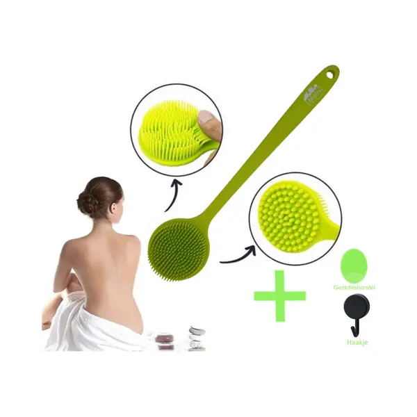 Blubs® – Badborstel – Dry Brush – Rug Scrubber – Lichaamsborstel – Rugborstel Douche Met Steel – Huidborstel – Rugborstel Kunststof – thumbnail