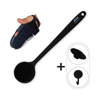 Blubs® – Set Siliconen Rugborstel, Washand En Gezichtborstel – Lichaamsborstel – Rugborstel Douche Met Steel – Huidborstel – Doucheborstel