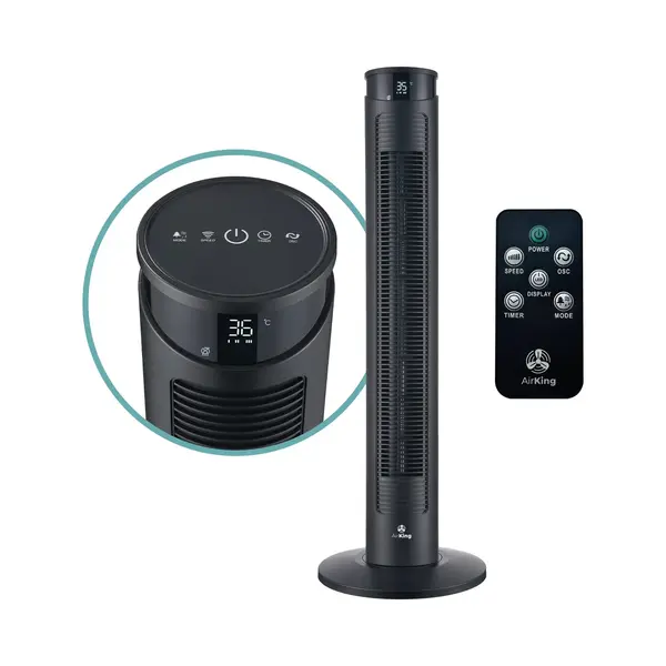 AirKing Turmventilator 94cm - Säulenventilator Mit Fernbedienung - Timer - 3 Geschwindigkeitsstufen - Oszillation & Dimmbarer Led-Bildschirm - thumbnail