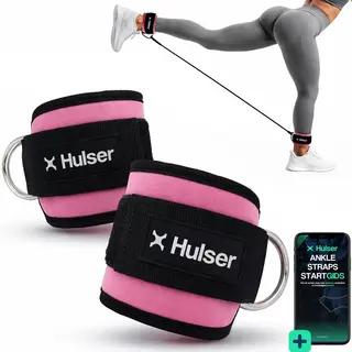 Hulser Ankle Strap - 2 Stuks - Met Digitale Startgids - Roze - Enkel Straps - Enkelband Cuff - Fitness Band - Krachttraining & Lifting Met O.a.