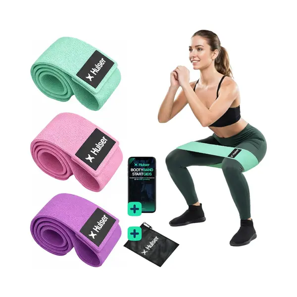 Hulser Resistance Band Set 3-delig - 8 Tot 32 Kg - 38 Cm - Met Digitale Startgids - Roze - Weerstandsband - Fitness Booty Band - Stretch Elastiek - thumbnail