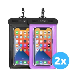 Waterdichte Telefoonhoesjes - Drybag Set Van 2 Stuks - Onderwater Hoesje Telefoon Voor Alle Telefoons - Waterdicht Telefoonhoesje Earkings - Zwart &