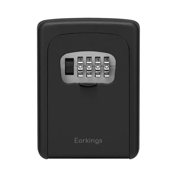 EarKings Key Safe Schlüsselschrank Inkl. Wandhalterung - Schlüsseltresor Mit Code Für Draußen - Safe Mit Zahlenschloss Schwarz thumbnail