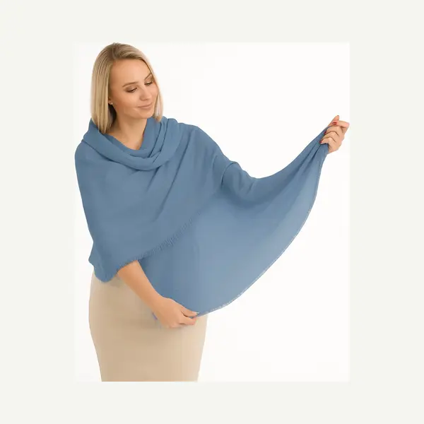 Pashmina Shine Sale-Luxe Sjaal Italiaans Jeans Blue – Zachte Katoen-Linnen Omslagdoek – Dames & Heren – 100x190 Cm – Duurzaam – Black Friday Deal thumbnail