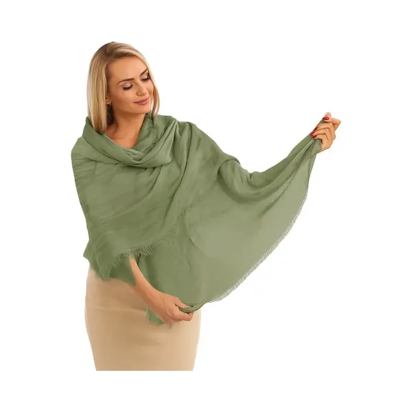 Pashmina Shine Sale-Mos Groen-Linnen Katoen-Sjaal Dames-Sjaal Heren-Made In Italy-221 Gram-100 X 190 Cm-Sjaal-Omslagdoek-Sjaal-Sjaals-Duurzaam thumbnail