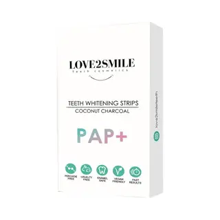 Love2Smile Pap+ Premium Whitening Strips – Vegan - Natuurlijk & Peroxidevrij – Voor Wittere Tanden