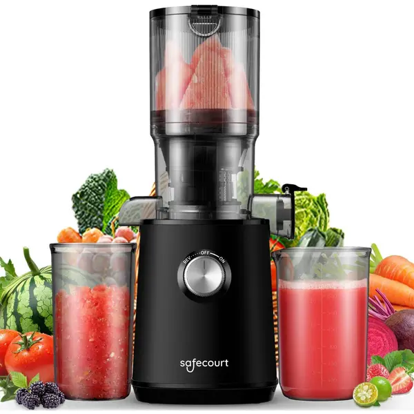 Safecourt Kitchen Entsafter - Langsamer Entsafter Für Obst & Gemüse - Xxl Einfüllöffnung - Leistungsstarker Motor - Schwarz thumbnail