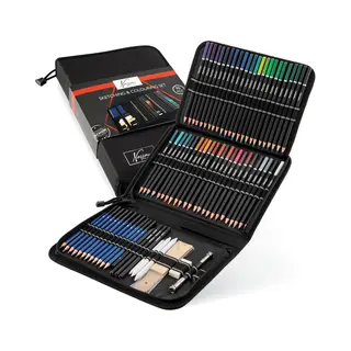 Nassau Fine Art Professionele Tekenset Voor Kinderen En Volwassenen 96pcs - Kleurpotloden Voor Volwassenen - Tekenen & Kleuren - Grafietpotloden, Kalligrafiepennen -