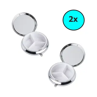 Lupine Pillendoosjes - Set Van 2 Stuks - Pillendoosje 3 Vakjes - Doosje Voor Pillen - Pillendoosje Handtas - Pillendoosje Klein - Pillendoosje Metaal