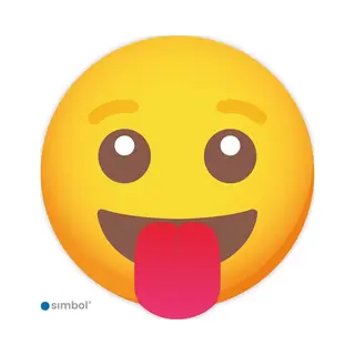 Simbol® Simbol - Sticker Emoticon Tong - Sticker Emoticon Steekt Tong Uit - Kliko - Container - Duurzame Kwaliteit - Formaat ø 15 Cm.