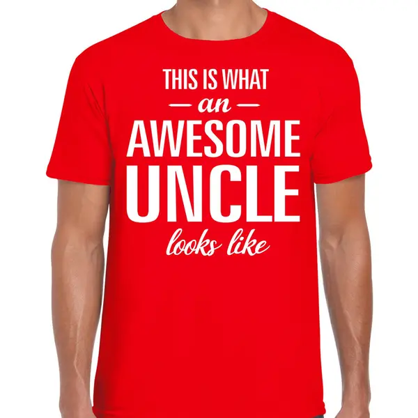 Bellatio Decorations Awesome Uncle - Geweldige Oom Cadeau T-shirt Rood Heren - Verjaardag Cadeau L thumbnail