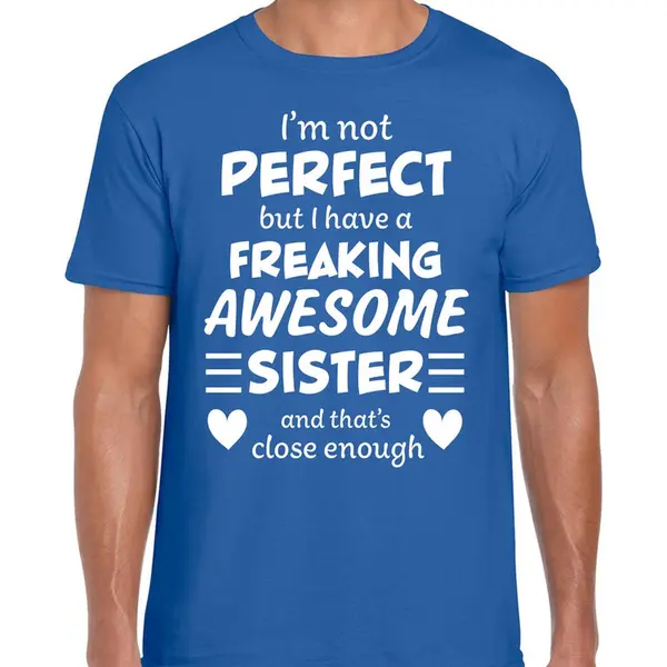 Bellatio Decorations Freaking Awesome Sister / Geweldige Zus Cadeau T-shirt Blauw Heren - Kado Shirt / Verjaardag Cadeau Xl thumbnail