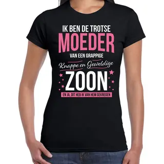Bellatio Decorations Trotse Moeder / Zoon Cadeau T-shirt Zwart Voor Dames - Verjaardag / Moederdag - Cadeau / Bedank Shirt L