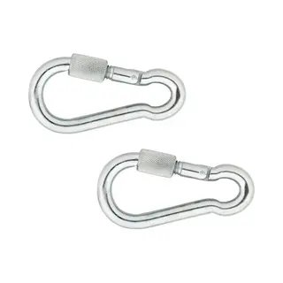 Karabijnhaken - 2x - Met Veiligheid Schroef - Staal - 5 Cm - Karabijnhaak - Snaphooks/ Carabiners