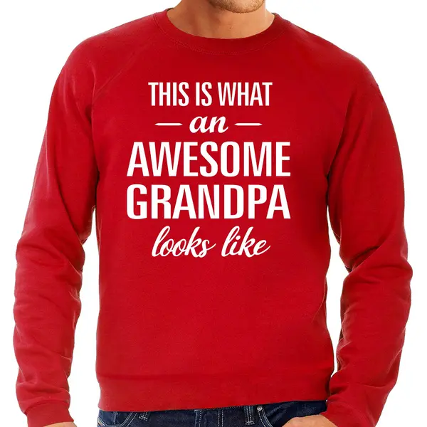 Bellatio Decorations Awesome Grandpa - Geweldige Opa Cadeau Sweater Rood Heren - Vaderdag Sweater / Verjaardag Kado Trui Xxl thumbnail