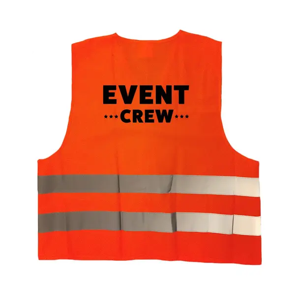 Bellatio Decorations Event Crew Vest / Hesje Oranje Met Reflecterende Strepen Voor Volwassenen - Personeel - Veiligheidshesjes / Veiligheidsvesten thumbnail