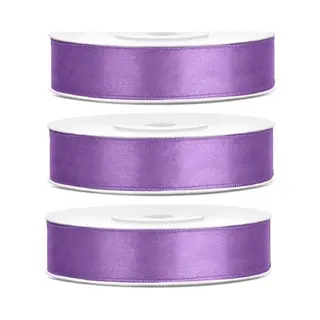 PartyDeco 3x Hobby/decoratie Lila Paars Satijnen Sierlinten 1, 2 Cm/12 Mm X 25 Meter - Cadeaulinten Satijnlinten/ribbons - Lila Paarse Linten - Hobbymateriaal