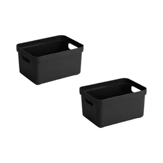 Bellatio Decorations Sunware Opbergbox Sigma - 2x Stuks - Kunststof - Zwart - 13 Liter - Opbergbakken/opbergers - 35 X 25 X 18 Cm