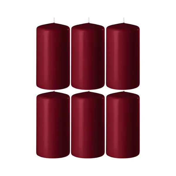 Enlightening Candles 6x Bordeauxrode Cilinderkaarsen/stompkaarsen 6 X 8 Cm 27 Branduren - Geurloze Kaarsen Bordeauxrood - Woondecoraties thumbnail