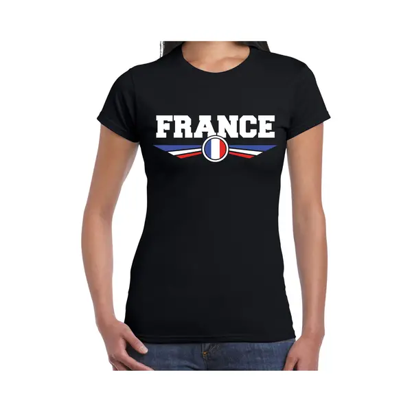 Bellatio Decorations Frankrijk / France Landen T-shirt Zwart Dames - Frankrijk Landen Shirt / Kleding - Ek / Wk / Olympische Spelen Outfit Xxl thumbnail