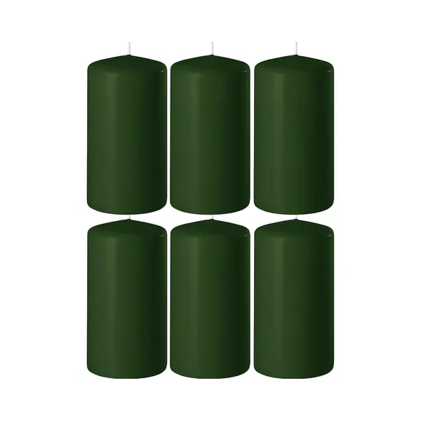 Enlightening Candles 8x Donkergroene Cilinderkaarsen/stompkaarsen 6 X 10 Cm 36 Branduren - Geurloze Kaarsen Donkergroen - Woondecoraties thumbnail