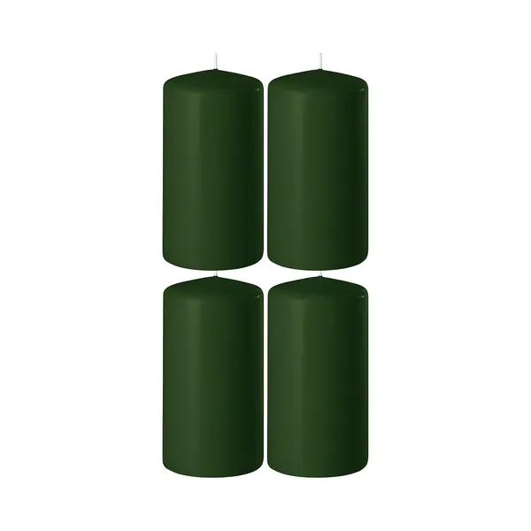 Enlightening Candles 4x Donkergroene Cilinderkaarsen/stompkaarsen 6 X 10 Cm 36 Branduren - Geurloze Kaarsen Donkergroen - Woondecoraties thumbnail