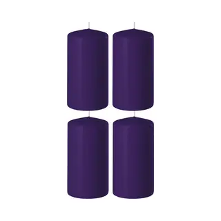 Enlightening Candles 4x Paarse Cilinderkaarsen/stompkaarsen 6 X 12 Cm 45 Branduren - Geurloze Kaarsen Paars - Woondecoraties