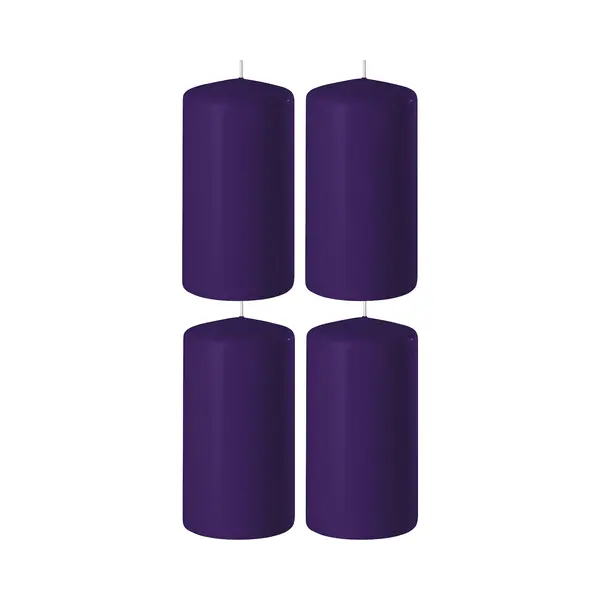 Enlightening Candles 4x Paarse Cilinderkaarsen/stompkaarsen 6 X 12 Cm 45 Branduren - Geurloze Kaarsen Paars - Woondecoraties thumbnail