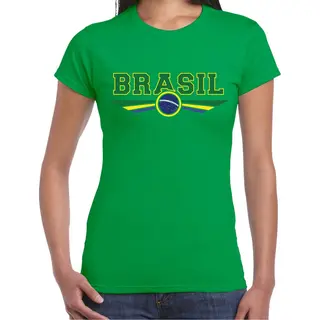 Bellatio Decorations Brazilie / Brasil Landen T-shirt Met Braziliaanse Vlag - Groen - Dames - Brazilie Landen Shirt / Kleding - Ek / Wk / Olympische Spelen Outfit Xxl