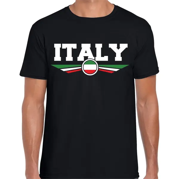 Bellatio Decorations Italie - Italy Landen Supporters T-shirt - Zwart - Voor Heren - Korte Mouwen - Kleding - Landen Vlag Print Xl thumbnail