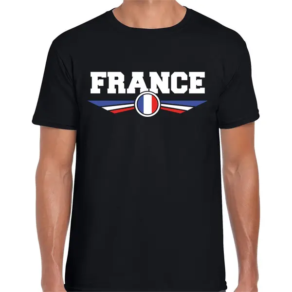 Bellatio Decorations Frankrijk - France Landen Supporters T-shirt - Zwart - Voor Heren - Korte Mouwen - Kleding - Landen Vlag Print M thumbnail