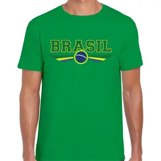 Bellatio Decorations Brazilie / Brasil Landen T-shirt Met Braziliaanse Vlag - Groen - Heren - Landen Shirt / Kleding - Ek / Wk / Olympische Spelen Outfit Xl