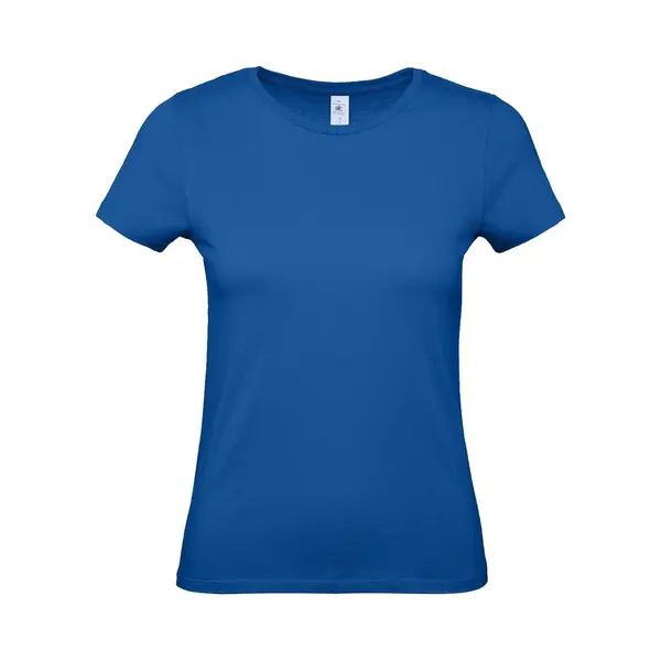 B&C Blauw Basic Dames T-shirt - Met Ronde Hals - Katoen - 145 Grams - Shirts / Dameskleding - Korte Mouwen L thumbnail
