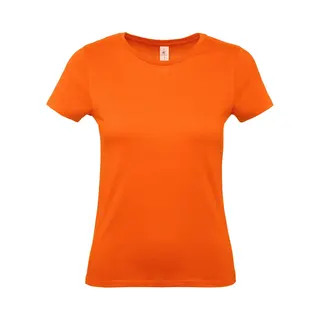 B&C Oranje Basic Dames T-shirt - Met Ronde Hals - Katoen - 145 Grams - Shirts / Dameskleding - Korte Mouwen L