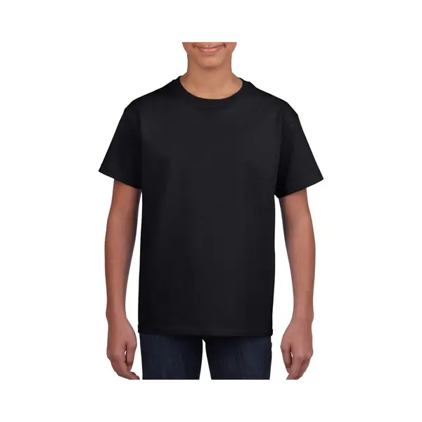Gildan Zwart Basic T-shirt Met Ronde Hals Voor Kinderen Unisex- Katoen - 145 Grams - Zwarte Shirts / Kleding Voor Jongens En Meisjes 116/134 thumbnail