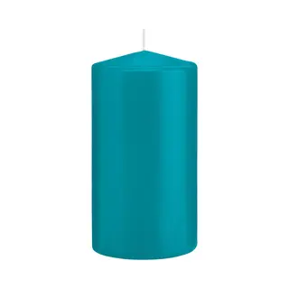 Trend Candles Cilinderkaars/stompkaars - Turquoise - 8 X 15 Cm - 69 Branduren - Horeca Kaarsen