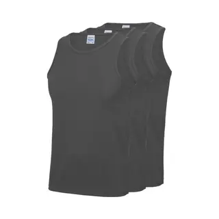 AWDis Hoods AWDis Sport Sintlet/tanktop - 3x - Heren - Donkergrijs - Mouwloos - Polyester - Sportkleding