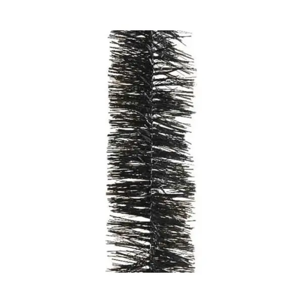 Decoris Kerstslinger - 4x Stuks - Zwart - 270 X 7 Cm - Folie/tinsel - Lametta Kerstboomversiering thumbnail