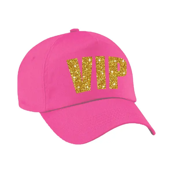 Bellatio Decorations Vip Tekst Petje - Roze Met Gouden Bedrukking - Voor Dames En Heren - Very Important Person - Baseballcap - Kleding - Glitter And Glamour thumbnail