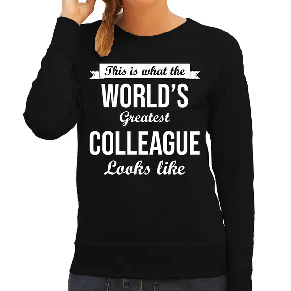 Bellatio Decorations Worlds Greatest Colleague / Collega Cadeau Sweater Zwart Voor Dames - Verjaardag / Promotie / Afscheid / Kado Trui M thumbnail