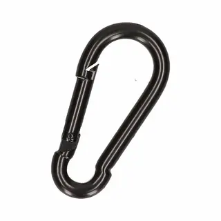 1x Stuks Karabijnhaak / Karabijnhaken Zwart Gelakt Staal 8 Cm - Snaphooks/ Carabiners